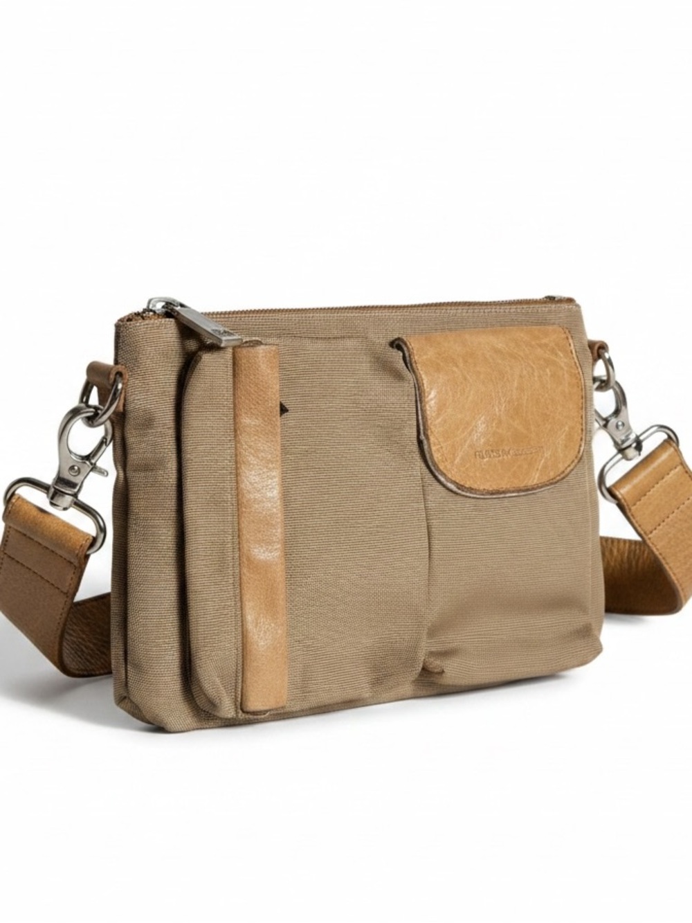 Vintage Rudsak Collection Tan Nylon and Leather Crossbody Bag